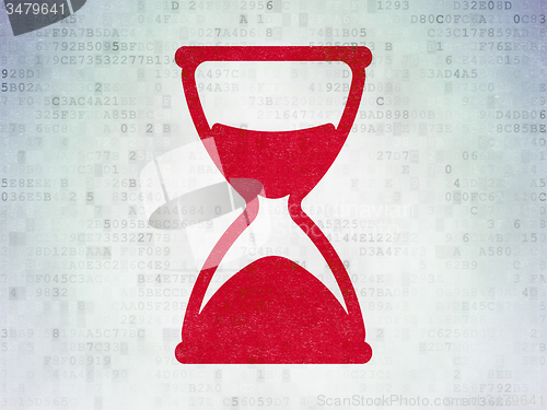 Image of Timeline concept: Hourglass on Digital Paper background