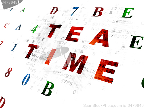 Image of Time concept: Tea Time on Digital background