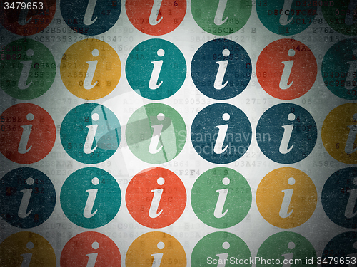 Image of Web development concept: Information icons on Digital Paper background