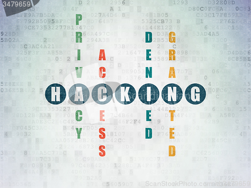 Image of Security concept: word Hacking in solving Crossword Puzzle