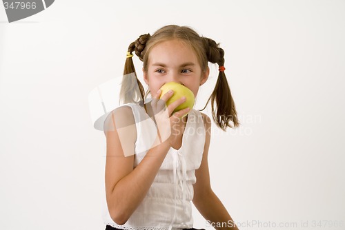 Image of Girl eating apple I