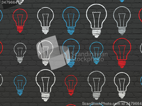 Image of Finance concept: Light Bulb icons on wall background