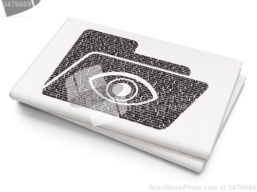 Image of Business concept: Folder With Eye on Blank Newspaper background