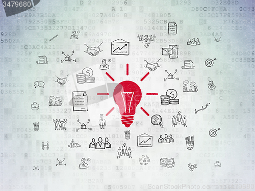 Image of Business concept: Light Bulb on Digital Paper background