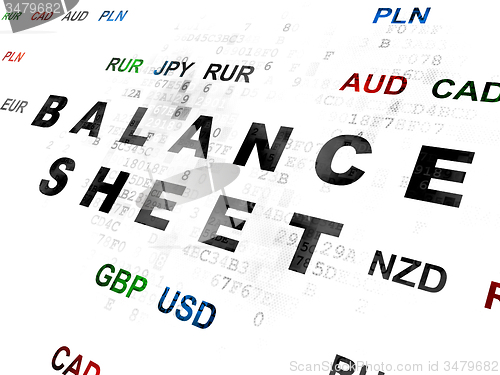 Image of Currency concept: Balance Sheet on Digital background