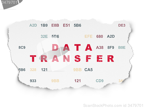 Image of Data concept: Data Transfer on Torn Paper background