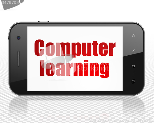 Image of Learning concept: Smartphone with Computer Learning on display