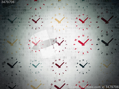 Image of Time concept: Clock icons on Digital Paper background