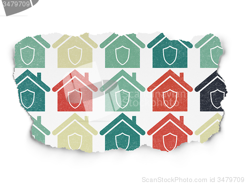 Image of Business concept: Home icons on Torn Paper background