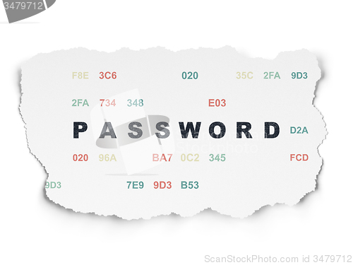 Image of Protection concept: Password on Torn Paper background