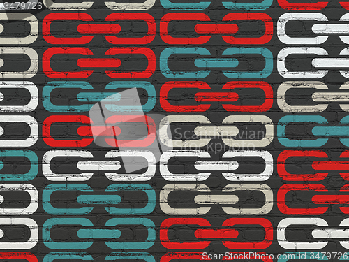 Image of Web development concept: Link icons on wall background