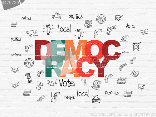Image of Political concept: Democracy on wall background