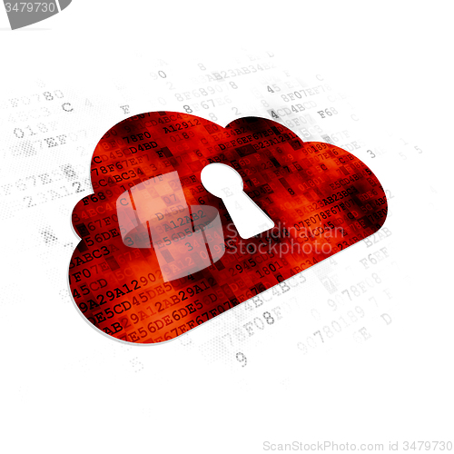 Image of Cloud networking concept: Cloud With Keyhole on Digital background