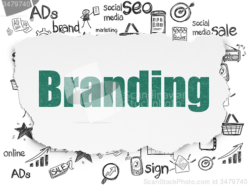Image of Marketing concept: Branding on Torn Paper background