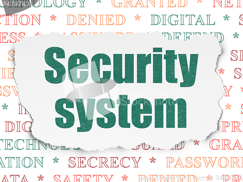 Image of Security concept: Security System on Torn Paper background