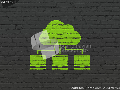 Image of Cloud networking concept: Cloud Network on wall background