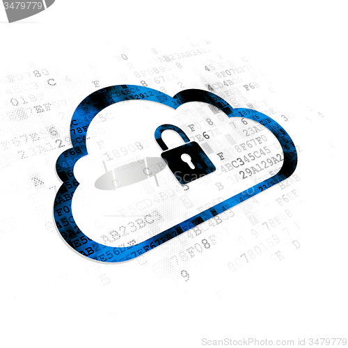 Image of Cloud computing concept: Cloud With Padlock on Digital background