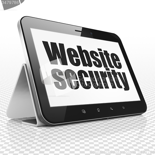 Image of Web design concept: Tablet Computer with Website Security on display