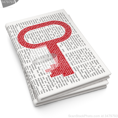 Image of Privacy concept: Key on Newspaper background