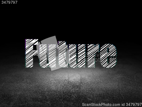 Image of Timeline concept: Future in grunge dark room