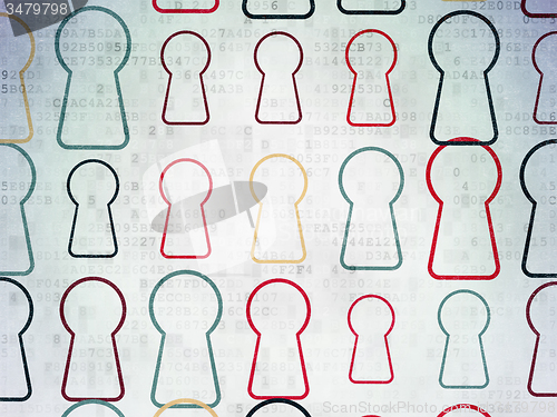 Image of Information concept: Keyhole icons on Digital Paper background