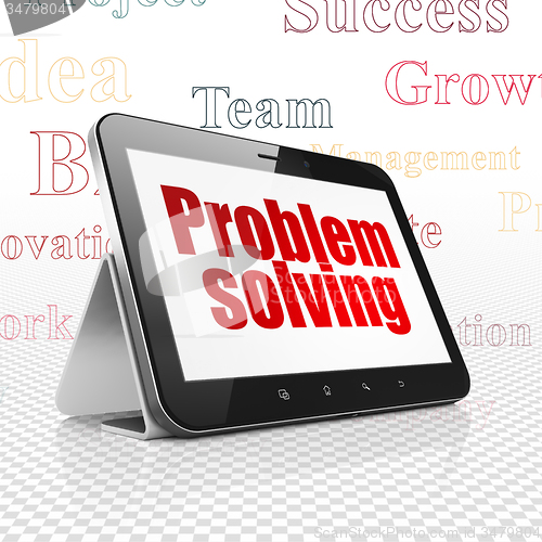 Image of Finance concept: Tablet Computer with Problem Solving on display