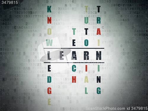 Image of Education concept: word Learn in solving Crossword Puzzle
