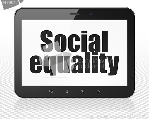 Image of Political concept: Tablet Pc Computer with Social Equality on display