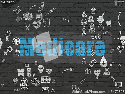 Image of Health concept: Medicare on wall background