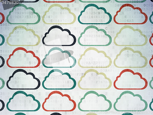 Image of Cloud technology concept: Cloud icons on Digital Paper background