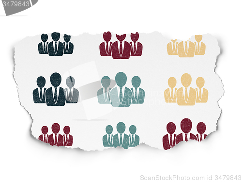 Image of News concept: Business People icons on Torn Paper background