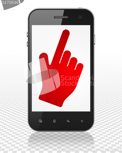 Image of Marketing concept: Smartphone with Mouse Cursor on display