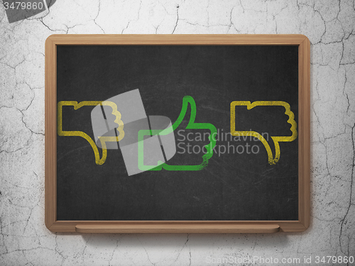 Image of Social media concept: thumb up icon on School Board background