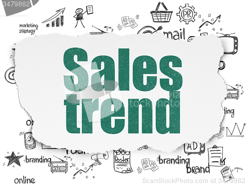 Image of Advertising concept: Sales Trend on Torn Paper background