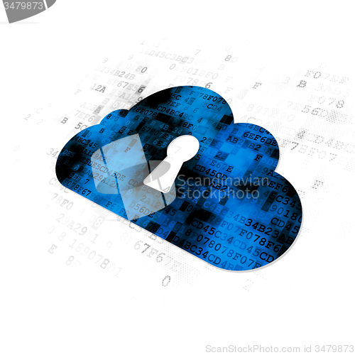 Image of Cloud networking concept: Cloud With Keyhole on Digital background