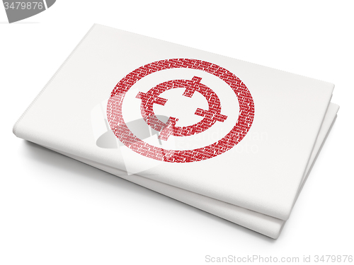 Image of Finance concept: Target on Blank Newspaper background