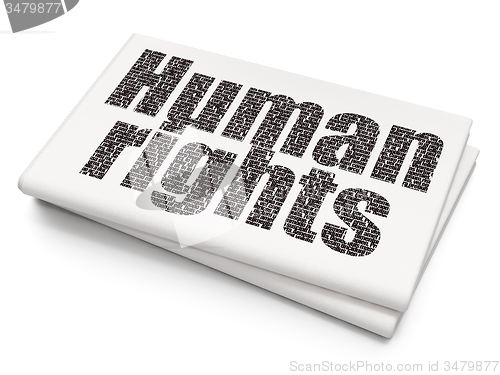 Image of Political concept: Human Rights on Blank Newspaper background