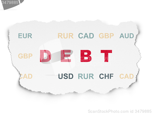 Image of Money concept: Debt on Torn Paper background