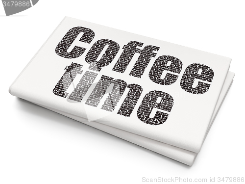 Image of Timeline concept: Coffee Time on Blank Newspaper background