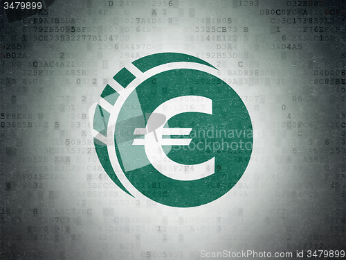 Image of Currency concept: Euro Coin on Digital Paper background
