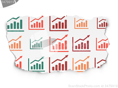 Image of Finance concept: Growth Graph icons on Torn Paper background
