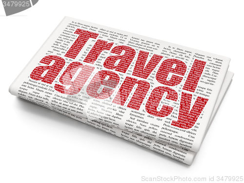 Image of Tourism concept: Travel Agency on Newspaper background