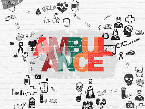 Image of Health concept: Ambulance on wall background
