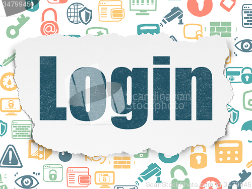 Image of Safety concept: Login on Torn Paper background