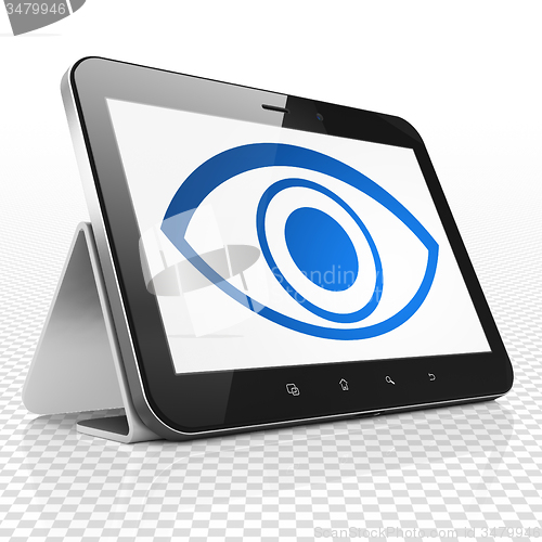 Image of Safety concept: Tablet Computer with Eye on display