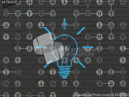 Image of Finance concept: Light Bulb on wall background
