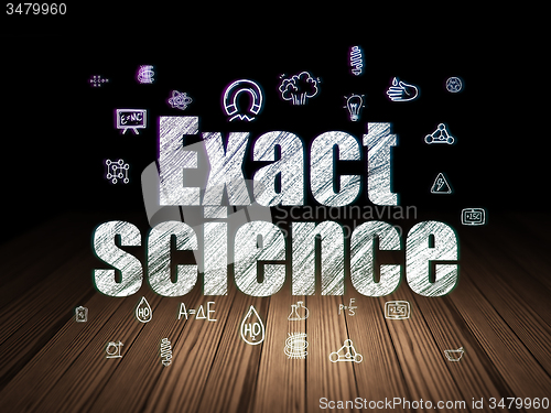 Image of Science concept: Exact Science in grunge dark room