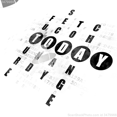 Image of Time concept: word Today in solving Crossword Puzzle