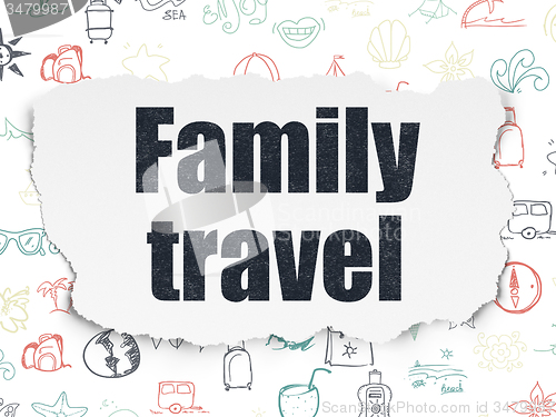 Image of Travel concept: Family Travel on Torn Paper background
