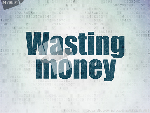 Image of Money concept: Wasting Money on Digital Paper background